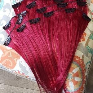 🆕️ Brand New 🌱 8 pc Vibrant Cranberry Color 💋 14 inches 100% Human Hair